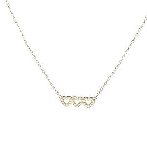 VTG La Cn Rhinestone Hearts Pendant Chain Necklace Silver Tone Y2K Minimalist